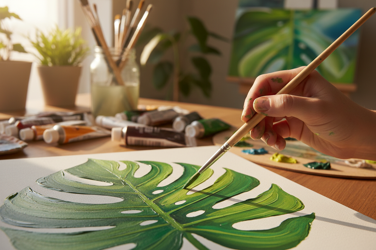 a hand painting closer up image